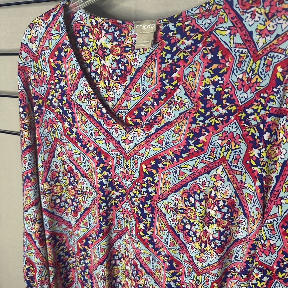 Chicos Women’s Long Sleeve Patterned Mini Dress